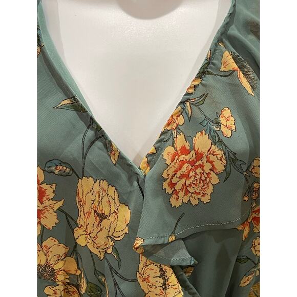 Forever 21 Teal Floral Romper Jumpsuit Women’s Size Small - Picture 3 of 6